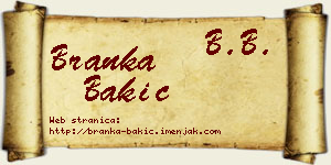 Branka Bakić vizit kartica